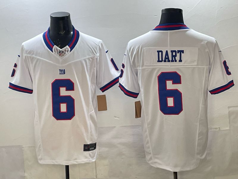Men 2025 Nike New York Giants #6 Dart white Throwback 5th generation Limited NFL Jersey 004